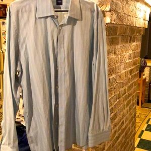 Long-sleeves blue w white pinstripes